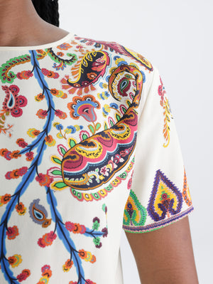 Etro T-Shirt Printed Silk Top White-Multi