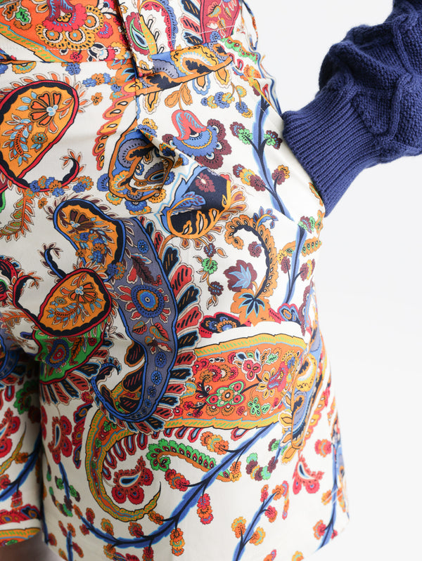 Etro Shorts Pleated  With Back Patch Pock Multi