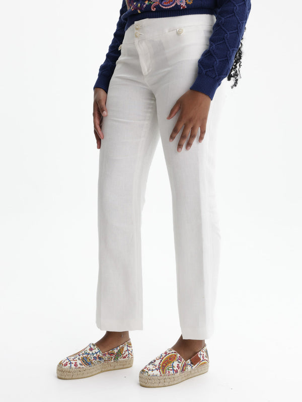 Etro Pants Flared S With Waist Details White