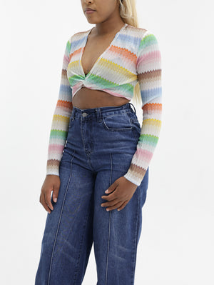 Missoni Top Cropped Long Slv Multi Colour
