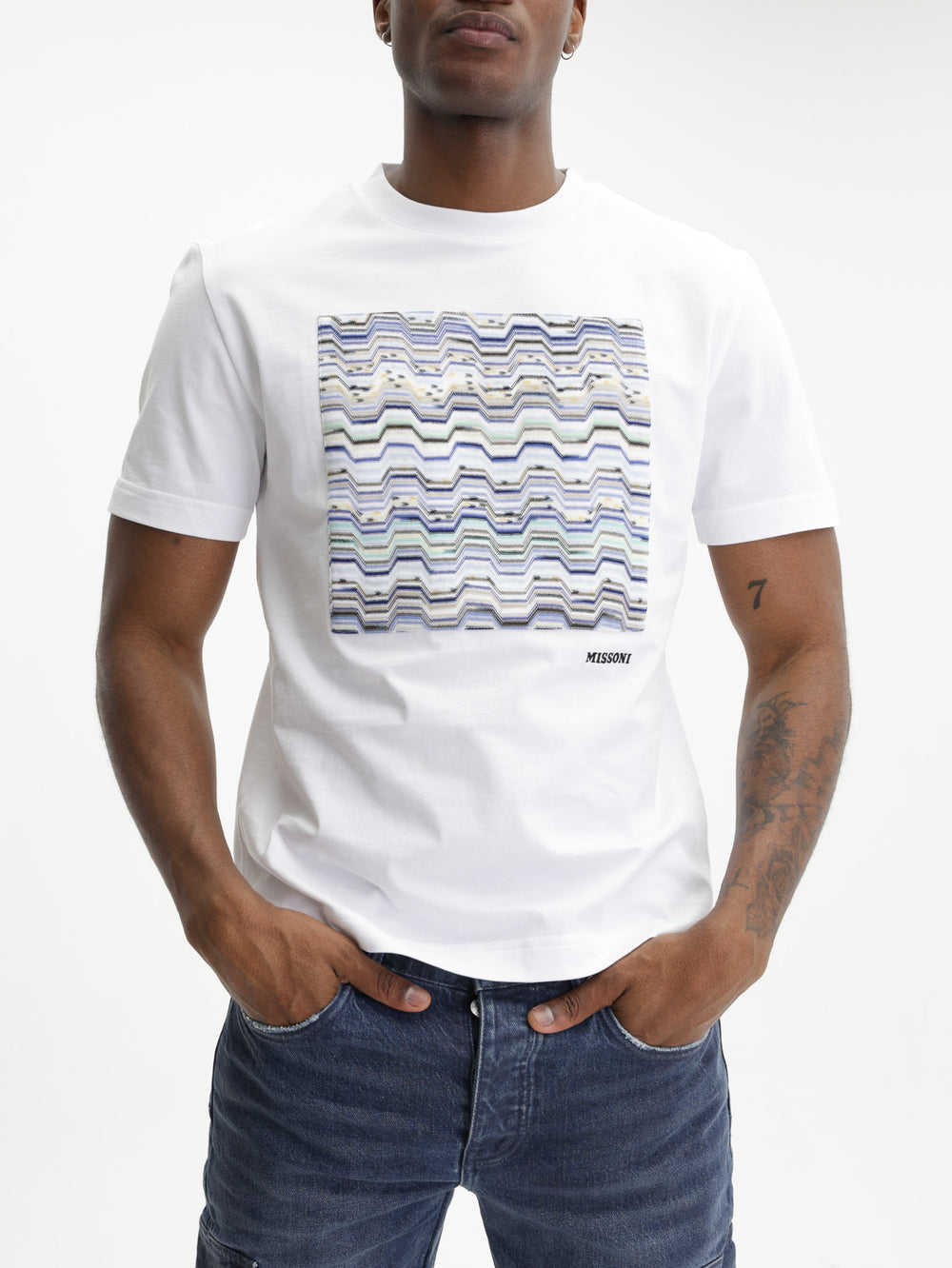 Missoni T-Shirt Snake Motif Blue & White