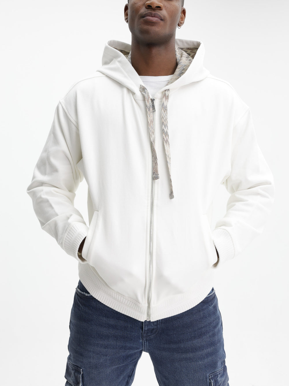Missoni Hoodie Zip Hoodie Beige & White