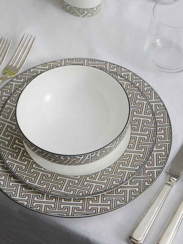 O.W.London Dinner Plate Pk2 Truffle Maze Design Boxed