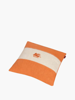 Etro Cushions Pegaso Linen Embroidered Cushion 45X45 Orange