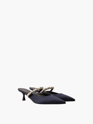 Stella Mccartney Heels Elsa Mule Satin W/ Crystals And Alter Ink