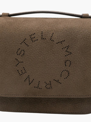 Stella Mccartney Bag Logo Flap Embossed Grainy Alter Suede Moka