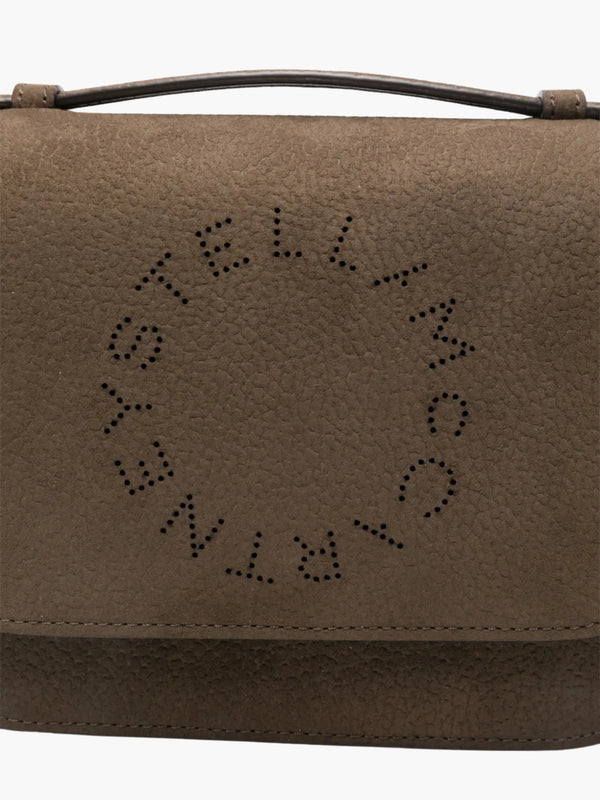 Stella Mccartney Bag Logo Flap Embossed Grainy Alter Suede Moka