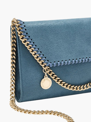 Stella Mccartney Bag Falabella Wallet W/chain Eco Shaggy Deer Feather Blue