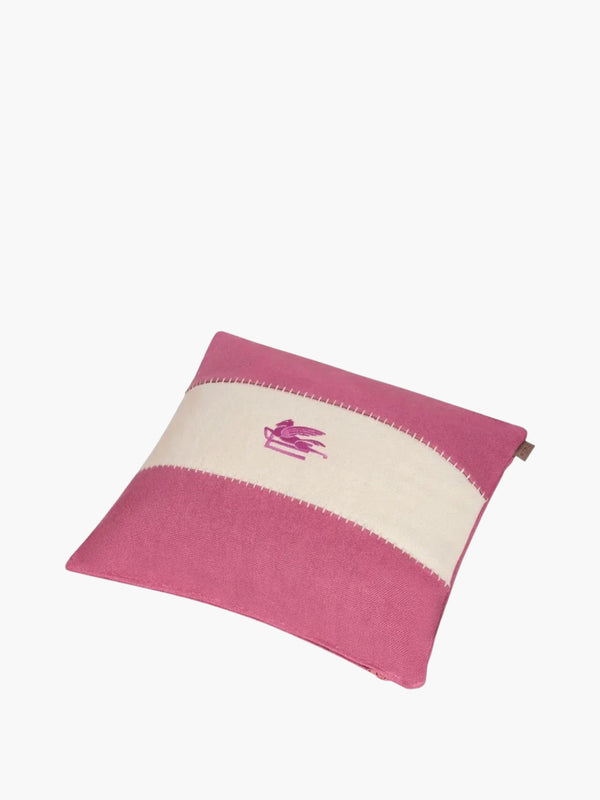 Etro Cushions Pegaso Linen Embroidered Cushion 45X45 Red