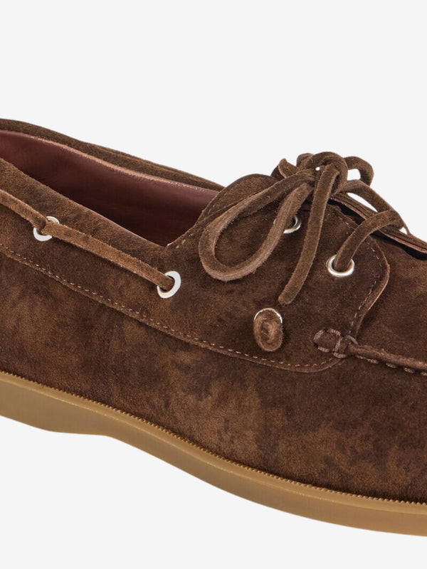 Etro Shoes Boat  Printed Suede Brown