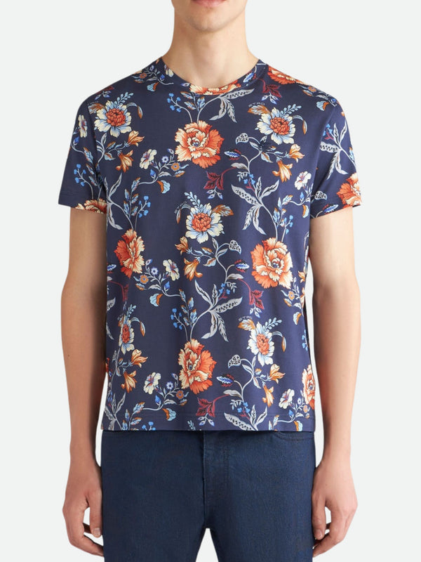 Etro Crew Roma Sleeve Print White