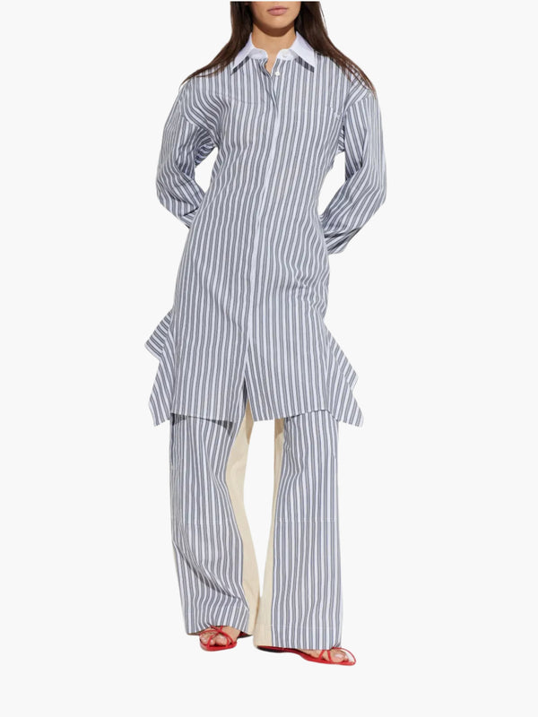 Stella Mccartney Dress Cotton Stripe Dress Grey/White