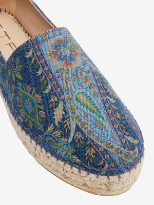 Etro Slip On  Espadrillas Printed Denim Navy
