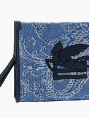 Etro Bag Pouch Denim Jacquard Blue