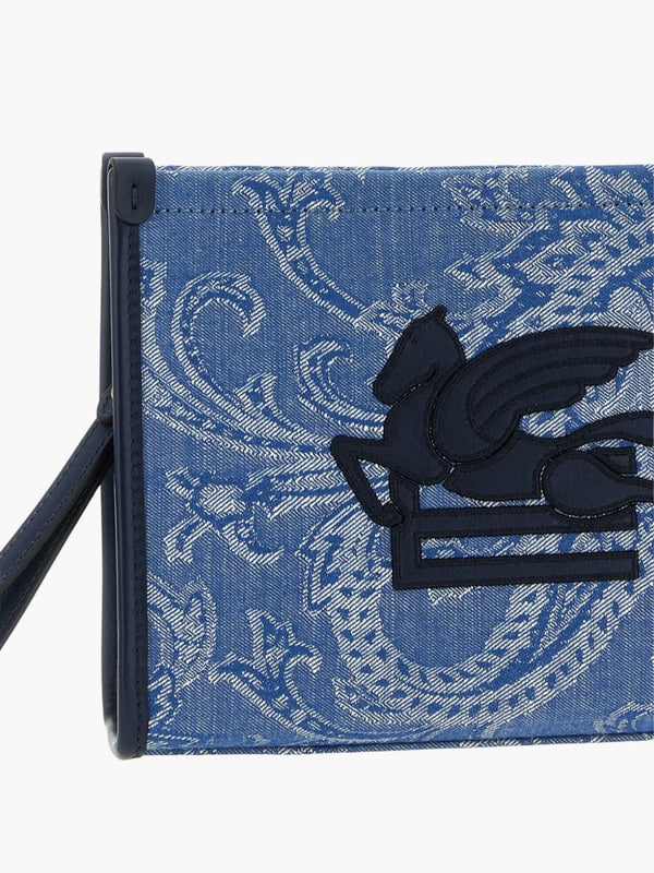 Etro Bag Pouch Denim Jacquard Blue