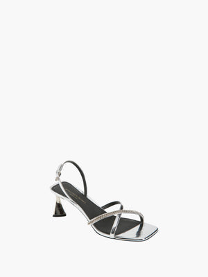 Stella Mccartney Heeled Sandals Elsa Sandal Metallic Alter Mat W/ Chain Silver