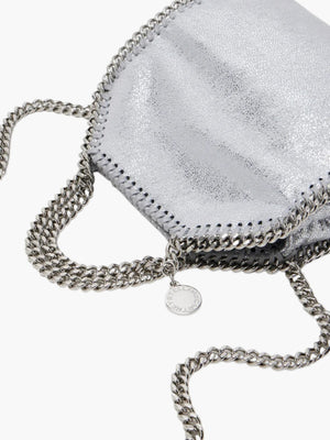 Stella Mccartney Bag Falabella Tiny Eco Shiny Dotted Chamois Silver