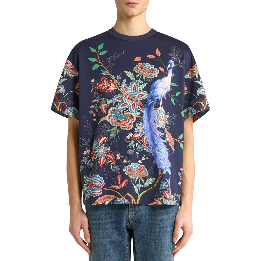 Etro T-Shirt Peacock Garden Navy