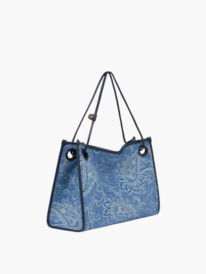 Etro Bag Pins Shopping Eyes Denim Jacquard Blue