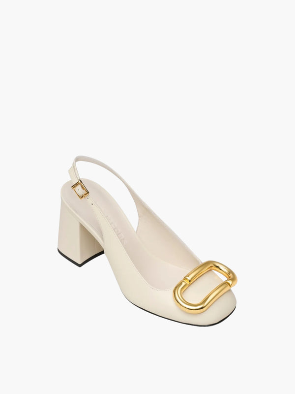 Marc Jacobs Heels Leather Slingback Cloud White