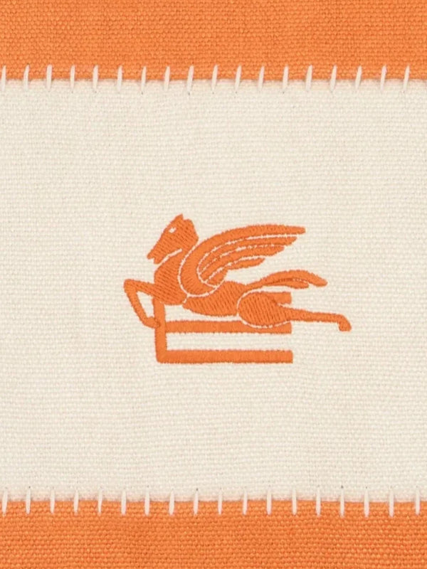 Etro Cushions Pegaso Linen Embroidered Cushion 45X45 Orange
