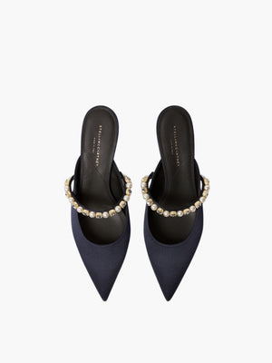 Stella Mccartney Heels Elsa Mule Satin W/ Crystals And Alter Ink
