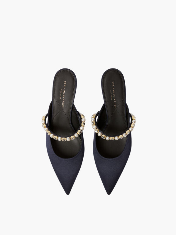 Stella Mccartney Heels Elsa Mule Satin W/ Crystals And Alter Ink