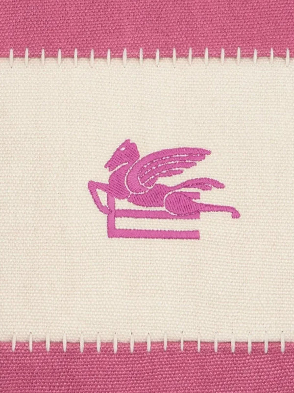 Etro Cushions Pegaso Linen Embroidered Cushion 45X45 Red