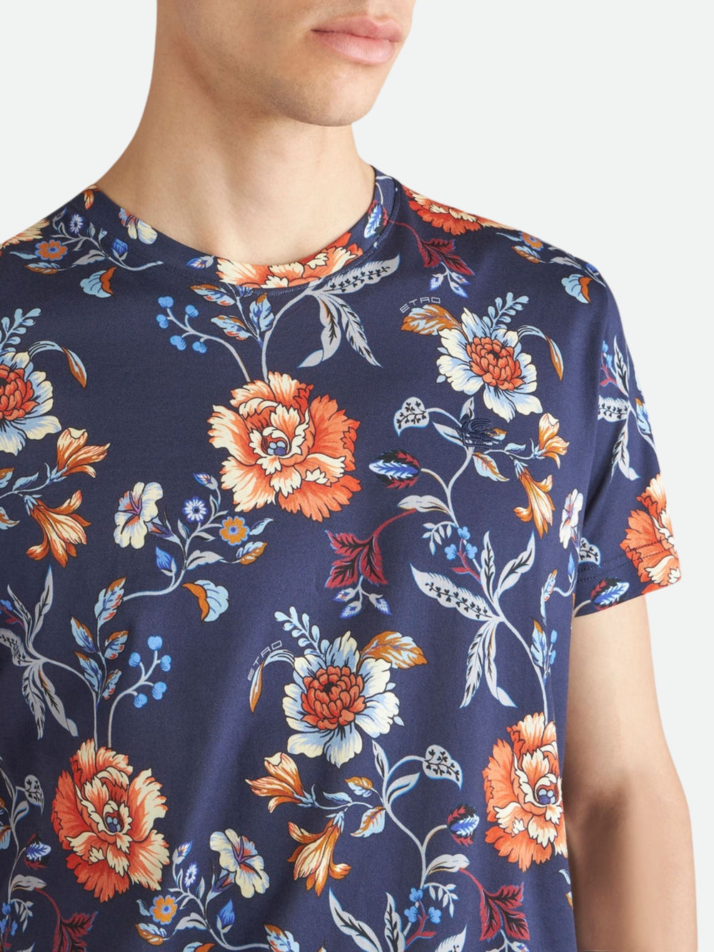 Etro Crew Roma Sleeve Print White