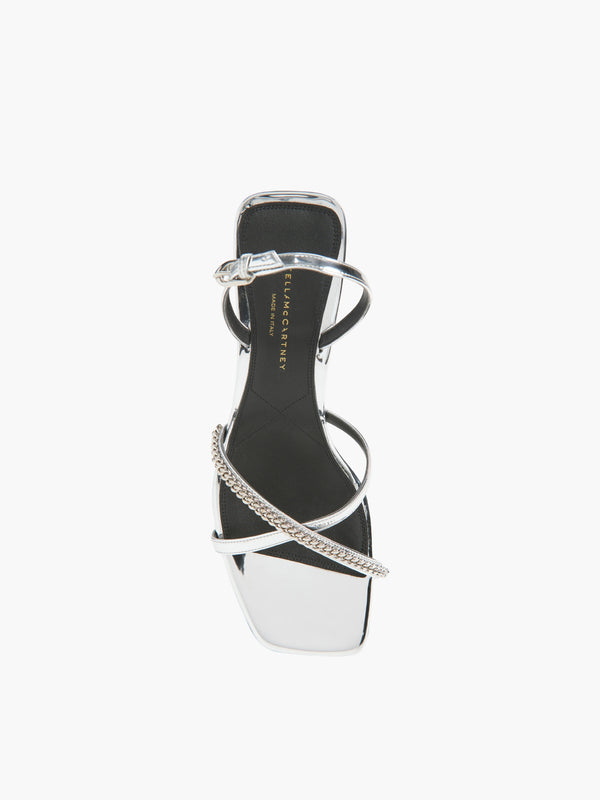 Stella Mccartney Heeled Sandals Elsa Sandal Metallic Alter Mat W/ Chain Silver