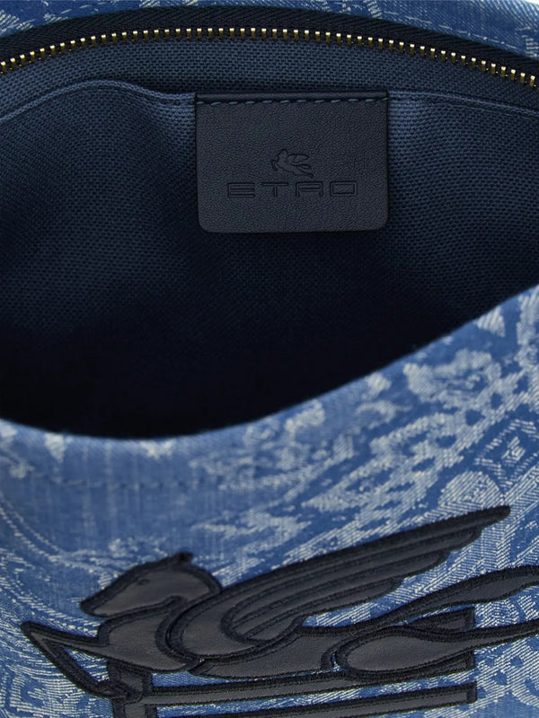Etro Bag Pouch Denim Jacquard Blue