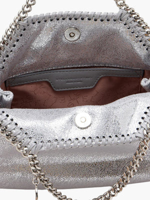 Stella Mccartney Bag Falabella Tiny Eco Shiny Dotted Chamois Silver