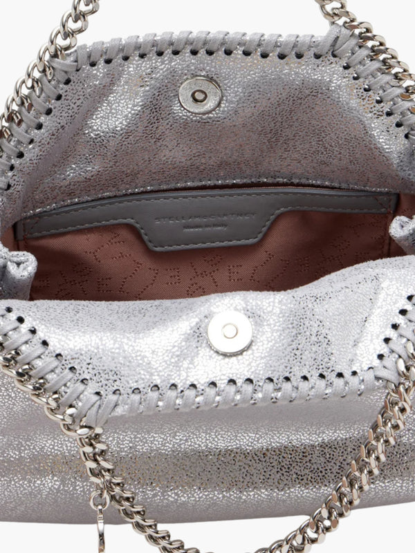 Stella Mccartney Bag Falabella Tiny Eco Shiny Dotted Chamois Silver