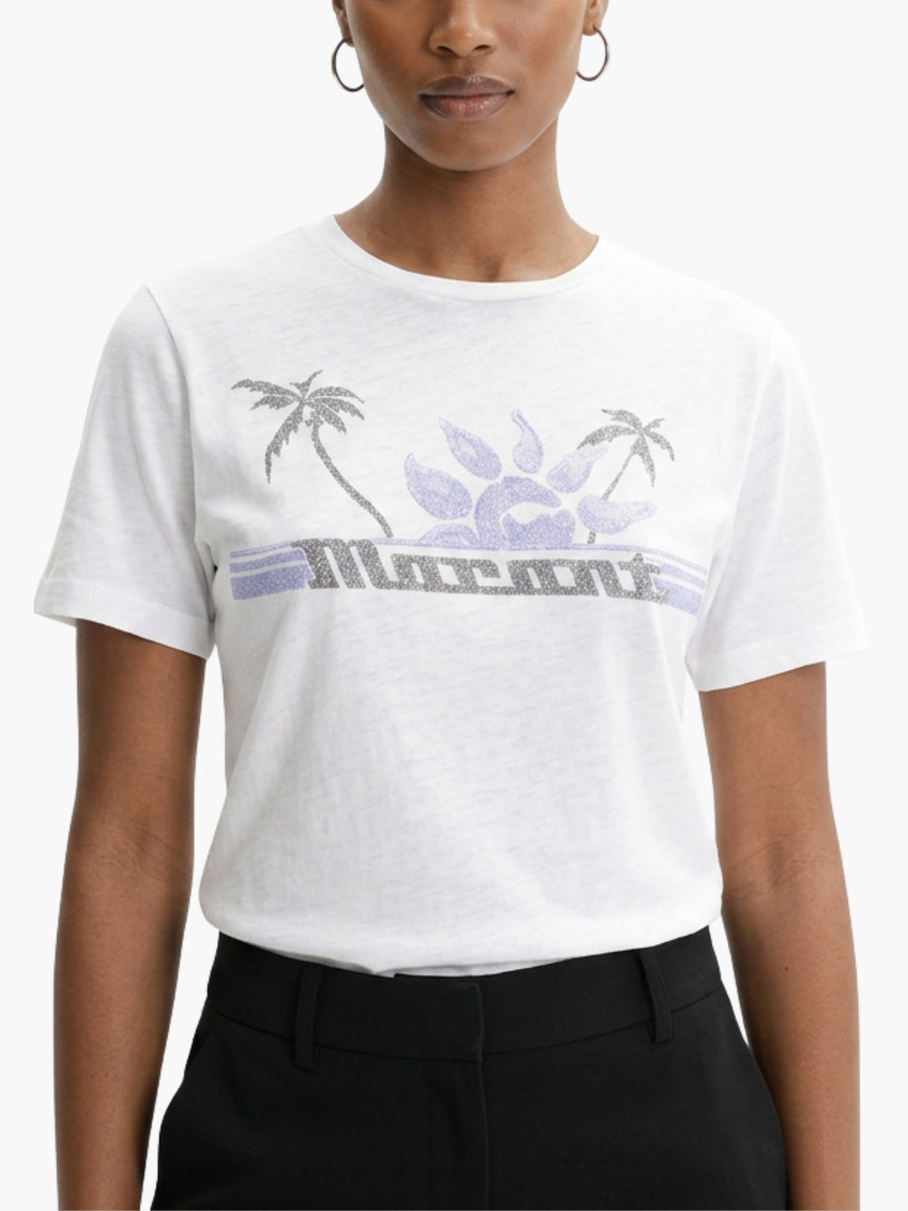 Isabel Marant T-Shirt Palm Tree Print Blue/White