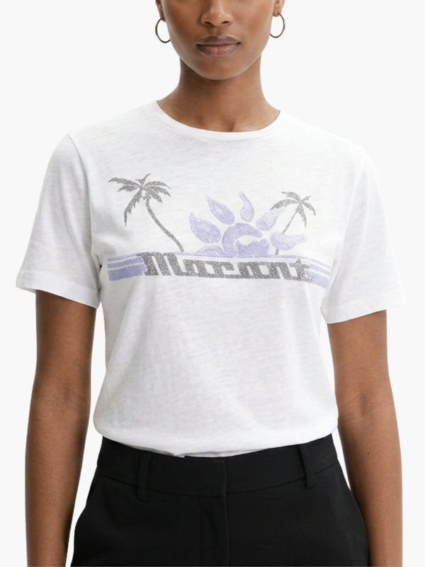 Isabel Marant T-Shirt Palm Tree Print Blue/White