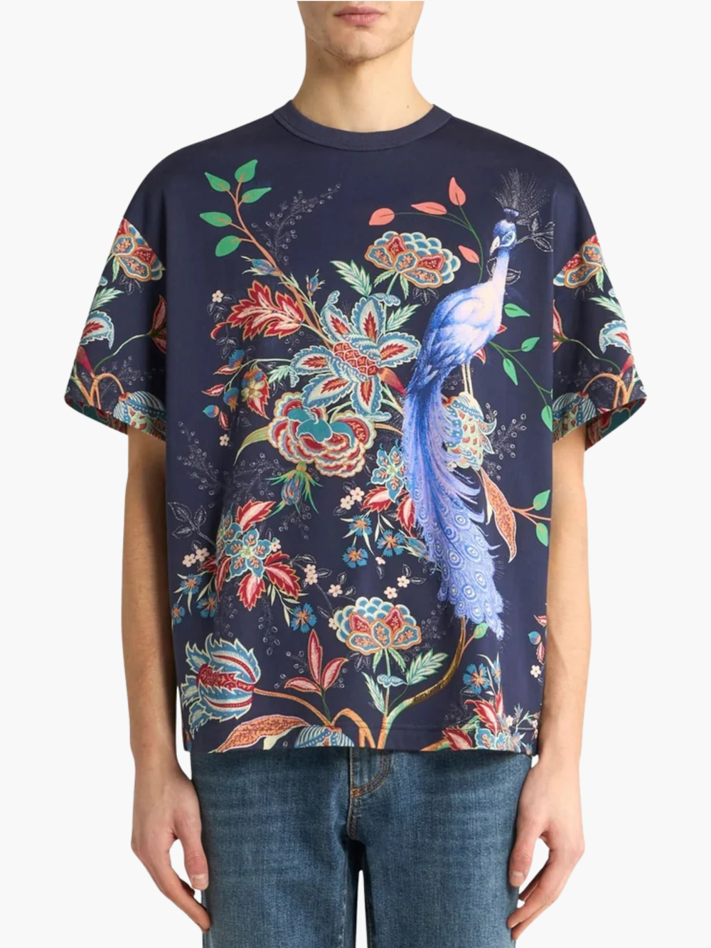 Etro T-Shirt Peacock Garden Navy