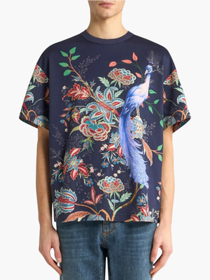 Etro T-Shirt Peacock Garden Navy