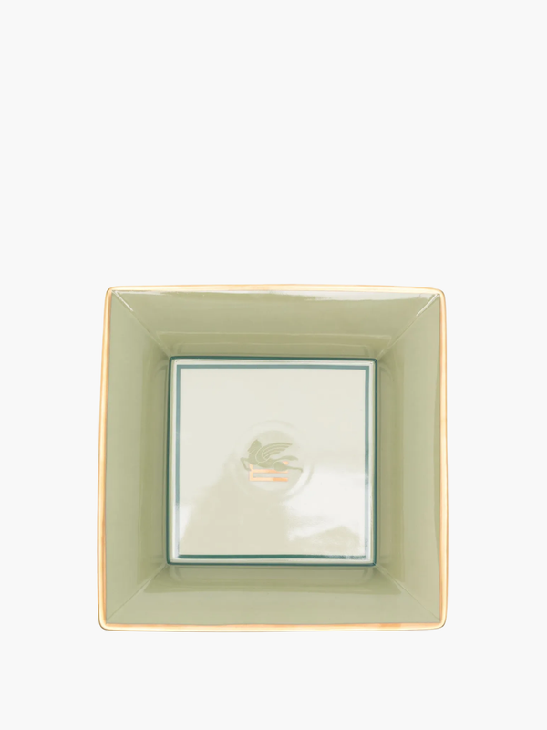 Etro Pegaso Square Tray 16X16 H. 4 Cm Light Olive