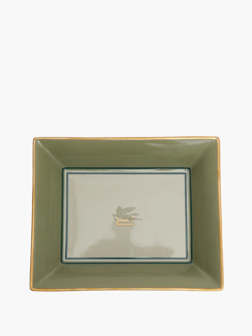 Etro Pegaso Rectangular Tray 20X16 H. 4 Cm Light Olive