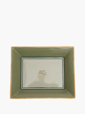 Etro Pegaso Rectangular Tray 20X16 H. 4 Cm Light Olive