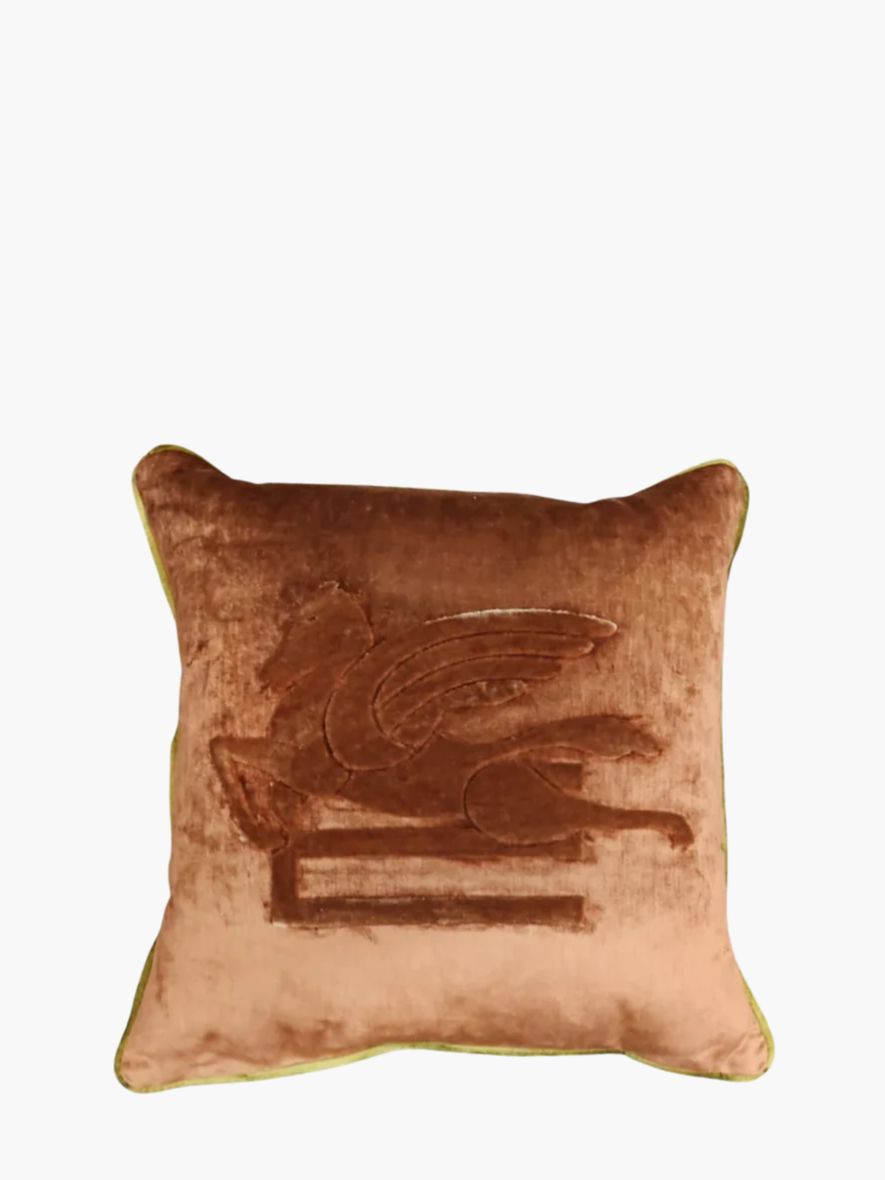 Etro New Pegaso Embroidered Cushion W/Piping  Dusty Pink