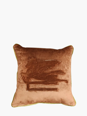 Etro New Pegaso Embroidered Cushion W/Piping  Dusty Pink