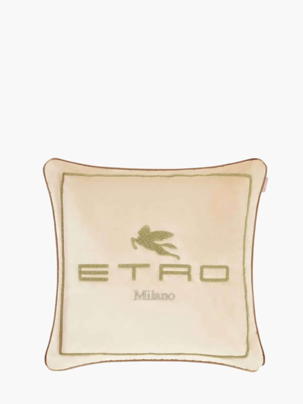 Etro Sponge Embroidered Cushion W/Cord 45X45  Black-Green