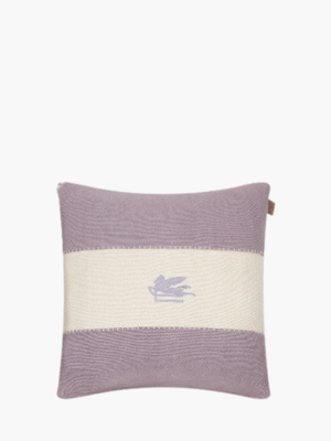 Etro Cushion Pegaso Linen Embroidered  45X45 Lilac-White