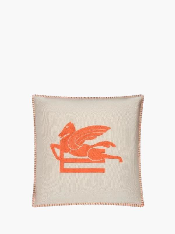 Etro Cushion Ribot Embroidered  45X45 White-Orange