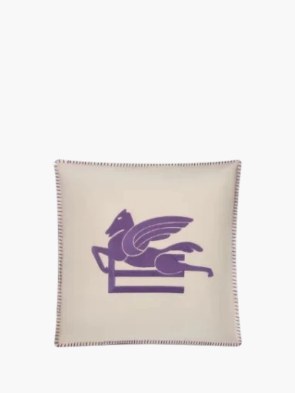 Etro Cushion Ribot Embroidered  45X45 White-Purple