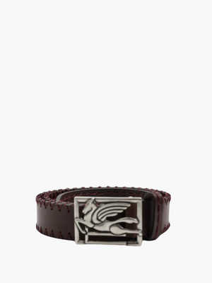 Etro Belt  Leather + Threads 3,5Cm Brown