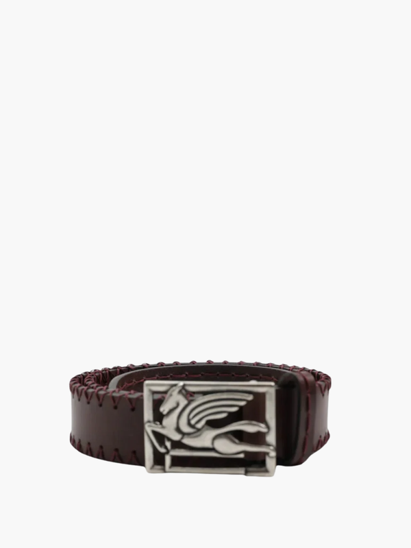 Etro Belt  Leather + Threads 3,5Cm Brown