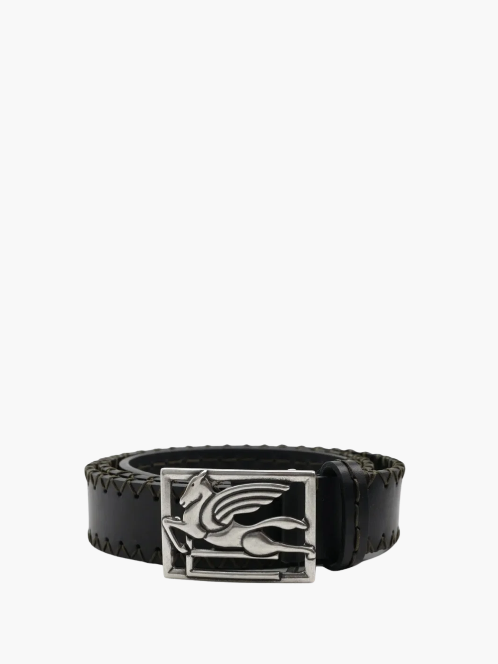 Etro Belt  Leather + Threads 3,5Cm Black