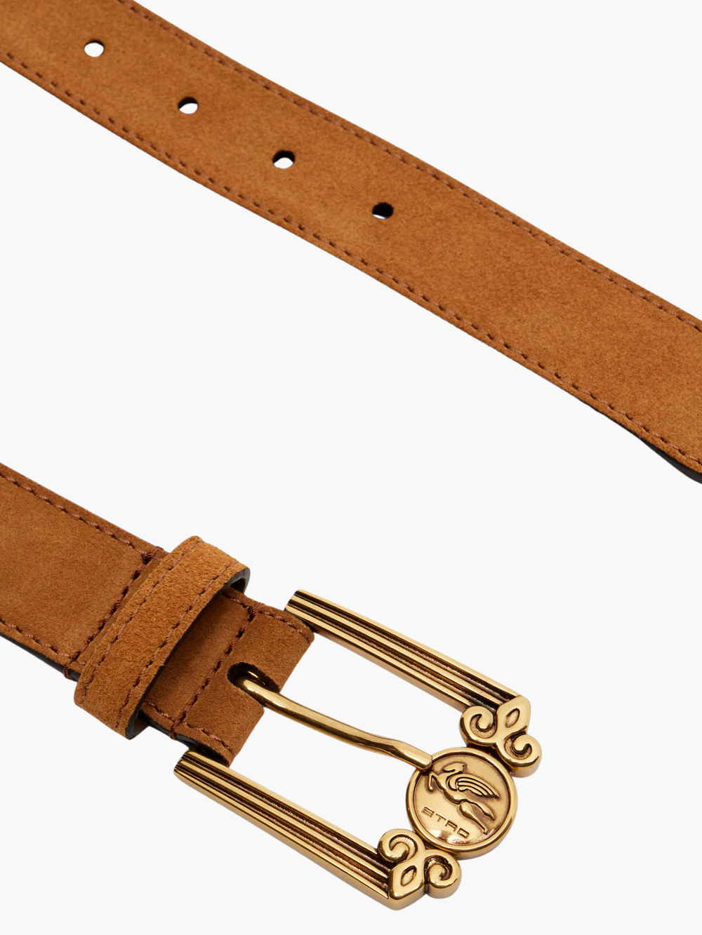 Etro Belt  Logo Pegaso Suede Brown